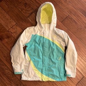 🌟 The North Face girls size medium 10-12; 3-in-1 winter coat. White teal yellow